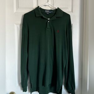Polo Ralph Lauren Cotton Long Sleeve Shirt Henley Small Deep Green